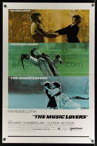 6j572 MUSIC LOVERS 1sh '71 directed by Ken Russell, Richard Chamberlain & Glenda Jackson!