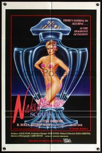 6j585 NAKED SCENTS video 1sh '85 Tish Ambrose, sexy girl in perfume bottle, the fragrance of passion