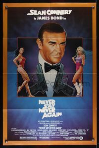 6j592 NEVER SAY NEVER AGAIN 1sh '83 art of Sean Connery as James Bond 007 by R. Dorero!