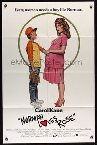 6j607 NORMAN LOVES ROSE 1sh '82 art of pregnant Carol Kane & Tony Owen!