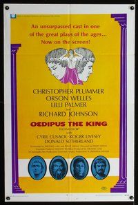 6j613 OEDIPUS THE KING 1sh '68 Orson Welles & Chris Plummer in one of the great plays of the ages!
