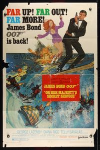 6j621 ON HER MAJESTY'S SECRET SERVICE style B 1sh '70 George Lazenby's only appearance as James Bond