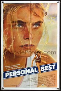 6j650 PERSONAL BEST 1sh '82 great close-up of athletic determined Mariel Hemingway!