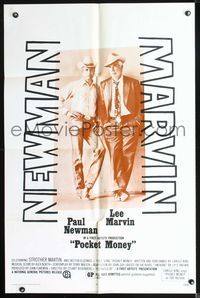 6j662 POCKET MONEY 1sh '72 great full-length portrait of Paul Newman & Lee Marvin!