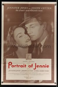 6j664 PORTRAIT OF JENNIE style A 1sh '49 Joseph Cotten loves beautiful ghost Jennifer Jones!