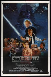 6j702 RETURN OF THE JEDI style B 1sh '83 George Lucas classic, Sano art of Hamill, Ford & Fisher!