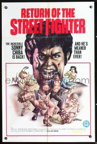 6j703 RETURN OF THE STREET FIGHTER 1sh '75 Satsujin Ken 2, Sonny Chiba, kung fu!