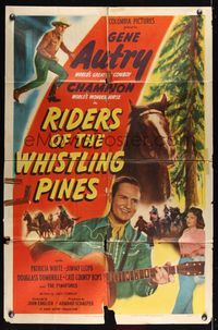 6j707 RIDERS OF THE WHISTLING PINES 1sh '49 Gene Autry, Patricia White, Jimmy Lloyd & Champion!