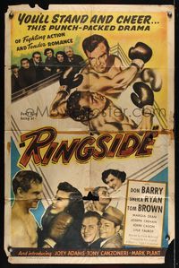 6j708 RINGSIDE style A 1sh '49 Red Barry punching in boxing ring!