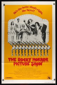 6j716 ROCKY HORROR PICTURE SHOW style B 1sh '75 Tim Curry in drag w/Susan Sarandon & cast!