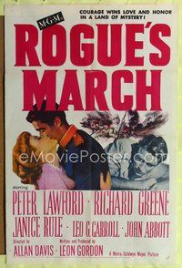 6j718 ROGUE'S MARCH 1sh '52 Peter Lawford, Janice Rule & Richard Greene in a land of mystery!