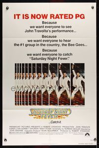 6j734 SATURDAY NIGHT FEVER PG-rated 1sh R1979 best image of disco dancer John Travolta!