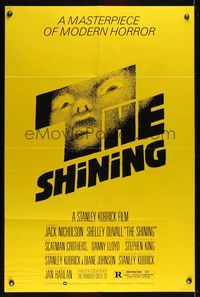 6j760 SHINING re-strike 1sh '80s Stephen King & Stanley Kubrick, Jack Nicholson, Saul Bass art!