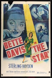6j803 STAR 1sh '53 great artwork of Hollywood actress Bette Davis in the spotlight!