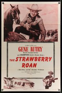 6j840 GENE AUTRY stock 1sh '54 Gene Autry playing guitar & riding Champion, Strawberry Roan!