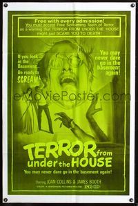 6j883 TERROR FROM UNDER THE HOUSE 1sh '71 if you look in the basement, be ready to SCREAM!