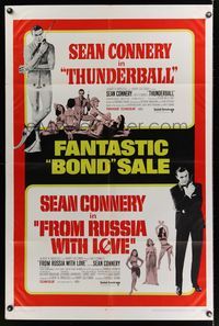6j898 THUNDERBALL/FROM RUSSIA WITH LOVE 1sh '68 two of Sean Connery's best James Bond roles!