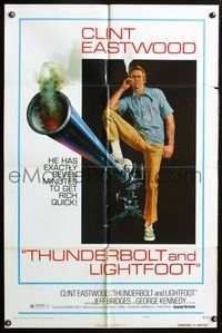 6j899 THUNDERBOLT & LIGHTFOOT style C 1sh '74 artwork of Clint Eastwood with HUGE gun!