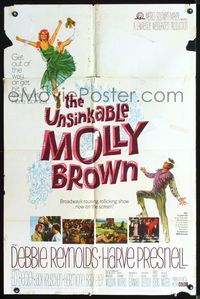 6j943 UNSINKABLE MOLLY BROWN 1sh '64 Debbie Reynolds, get out of the way or hit in the heart!