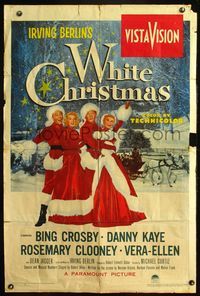 6j970 WHITE CHRISTMAS 1sh '54 Bing Crosby, Danny Kaye, Clooney, Vera-Ellen, musical classic!