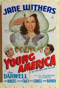 6j996 YOUNG AMERICA signed 1sh '42 by Jane Withers in 4-H Club, Louis King directed!