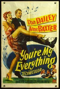 6j995 YOU'RE MY EVERYTHING 1sh '49 full-length romantic art of dancing Dan Dailey and Anne Baxter!