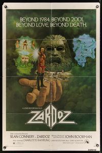 6j999 ZARDOZ 1sh '74 fantasy art of Sean Connery, who has seen the future and it doesn't work!
