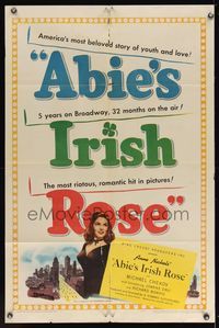6k009 ABIE'S IRISH ROSE 1sh '46 Joanne Dru, Anne Nichols, most riotous, romantic hit!