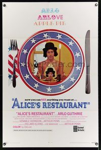 6k016 ALICE'S RESTAURANT int'l 1sh '69 Arlo Guthrie, Arthur Penn, musical comedy!