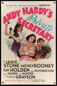 6k025 ANDY HARDY'S PRIVATE SECRETARY style C 1sh '41 Mickey Rooney, Kathryn Grayson in 1st role!