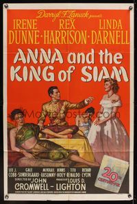 6k031 ANNA & THE KING OF SIAM 1sh '46 pretty Irene Dunne, Rex Harrison & sexy Linda Darnell!