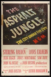6k037 ASPHALT JUNGLE 1sh '50 Marilyn Monroe, Sterling Hayden, John Huston classic film noir!