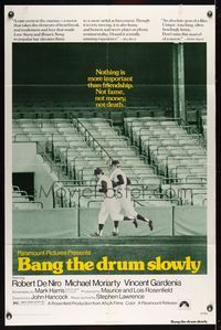 6k044 BANG THE DRUM SLOWLY 1sh '73 Robert De Niro, image of New York Yankees baseball stadium!