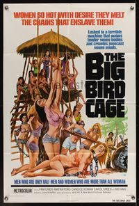 6k064 BIG BIRD CAGE 1sh '72 Pam Grier, Roger Corman, classic chained women art by Joe Smith!