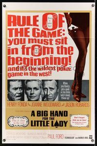 6k067 BIG HAND FOR THE LITTLE LADY 1sh '66 Henry Fonda, Joanne Woodward, wildest poker game!