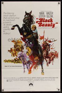 6k078 BLACK BEAUTY 1sh '71 artwork of Mark Lester riding most classic horse!