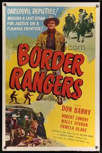 6k103 BORDER RANGERS 1sh '50 Don 'Red' Barry, Robert Lowery, a last stand for justice!