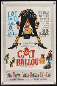 6k148 CAT BALLOU int'l 1sh '65 classic sexy cowgirl Jane Fonda, Lee Marvin, great artwork!