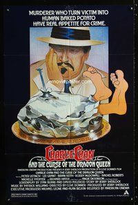 6k153 CHARLIE CHAN & THE CURSE OF THE DRAGON QUEEN 1sh '81 Peter Ustinov, wacky artwork!