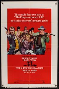 6k154 CHEYENNE SOCIAL CLUB 1sh '70 Jimmy Stewart & Henry Fonda & ladies of the night!