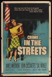 6k180 CRIME IN THE STREETS 1sh '56 directed by Don Siegel, Sal Mineo & 1st John Cassavetes!