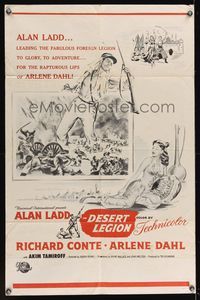 6k202 DESERT LEGION military 1sh '53 Alan Ladd in the French Foreign Legion & sexy Arlene Dahl!