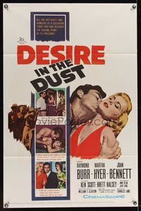 6k208 DESIRE IN THE DUST 1sh '60 only the hot sun was witness to Martha Hyer's shameless sin!