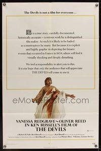 6k220 DEVILS 1sh '71 directed by Ken Russell, Oliver Reed & Vanessa Redgrave!