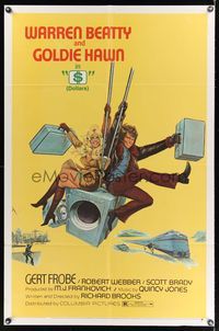 6k002 $ safe style 1sh '71 great art of bank robbers Warren Beatty & Goldie Hawn!