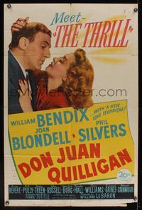 6k237 DON JUAN QUILLIGAN 1sh '45 William Bendix has a new love technique for Joan Blondell!