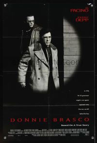 6k241 DONNIE BRASCO DS 1sh '97 Al Pacino is betrayed by undercover cop Johnny Depp!