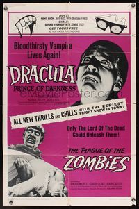 6k246 DRACULA PRINCE OF DARKNESS/PLAGUE OF THE ZOMBIES 1sh '66 Vampires and Zombies!