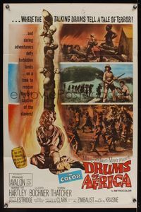 6k249 DRUMS OF AFRICA 1sh '63 great image of Frankie Avalon hunting in the jungle!