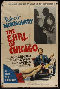6k252 EARL OF CHICAGO style D 1sh '40 Robert Montgomery likes silk stockings!